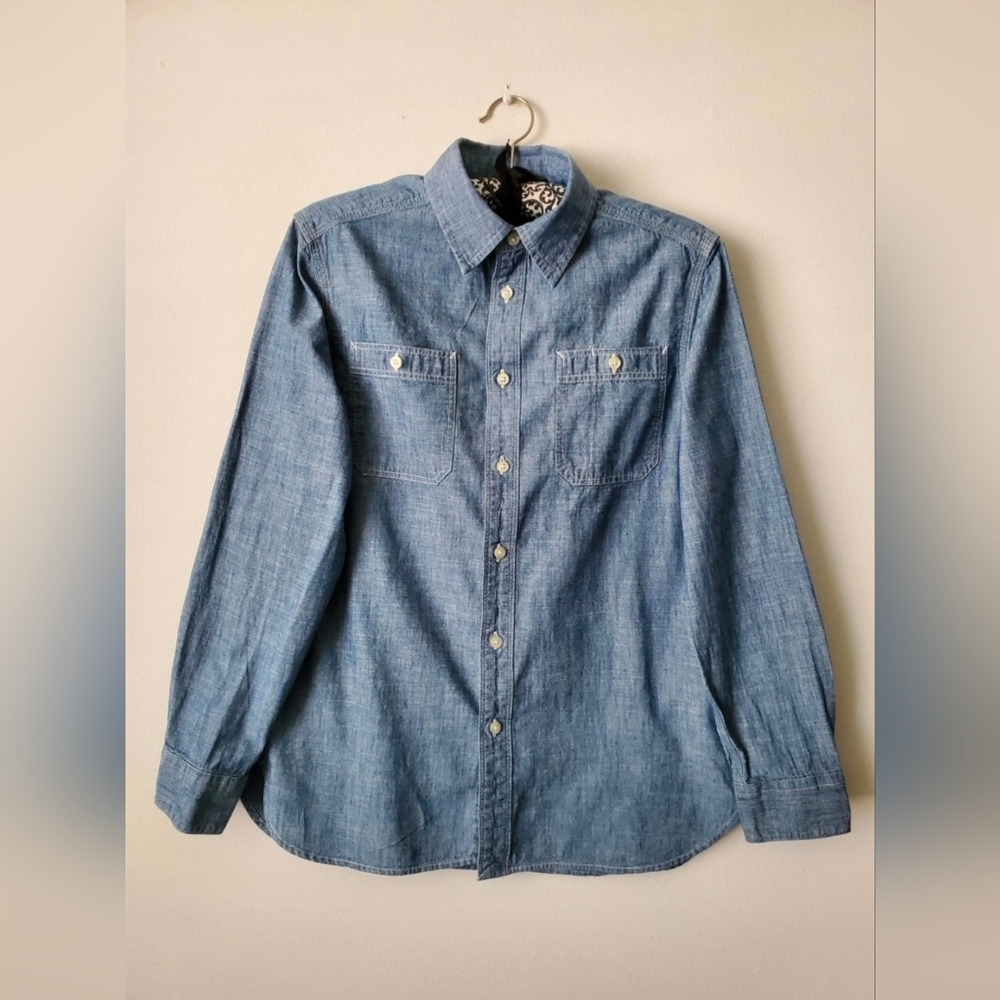 Polo Ralph Lauren Big Boys Button Down Cotton Chambray Shirt Sz LARGE (14-16)